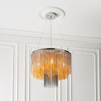 Novena Calvos 5 Light Pendant Light Bright Nickel Plate Gold Black Effect Chain