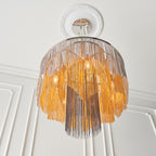 Novena Calvos 5 Light Pendant Light Bright Nickel Plate Gold Black Effect Chain