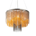 Novena Calvos 5 Light Pendant Light Bright Nickel Plate Gold Black Effect Chain