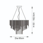 Novena Calvos 5 Light Pendant Light Bright Nickel Plate Gold Black Effect Chain