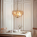 Novena Canard 3 Light Pendant in Brushed Aged Brass and Handmade Champagne Glass Discs