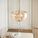 Novena Canard 3 Light Pendant in Brushed Aged Brass and Handmade Champagne Glass Discs