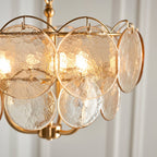 Novena Canard 3 Light Pendant in Brushed Aged Brass and Handmade Champagne Glass Discs