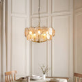 Novena Canard 5 Light Pendant in Brushed Aged Brass Plate cnd Handmade Champagne Glass