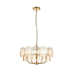 Novena Canard 5 Light Pendant in Brushed Aged Brass Plate cnd Handmade Champagne Glass