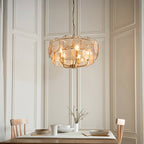 Novena Canard 5 Light Pendant in Brushed Aged Brass Plate cnd Handmade Champagne Glass