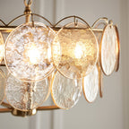 Novena Canard 5 Light Pendant in Brushed Aged Brass Plate cnd Handmade Champagne Glass