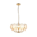 Novena Canard 5 Light Pendant in Brushed Aged Brass Plate cnd Handmade Champagne Glass