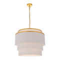 Novena Canelas 3 Light Pendant Light Matt Gold Paint White Tassels