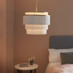 Novena Canelas 3 Light Pendant Light Matt Gold Paint White Tassels