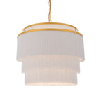 Novena Canelas 3 Light Pendant Light Matt Gold Paint White Tassels