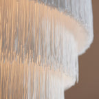 Novena Canelas 3 Light Pendant Light Matt Gold Paint White Tassels