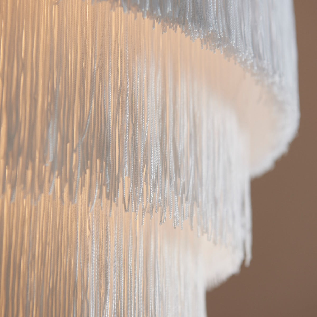 Novena Canelas 3 Light Pendant Light Matt Gold Paint White Tassels