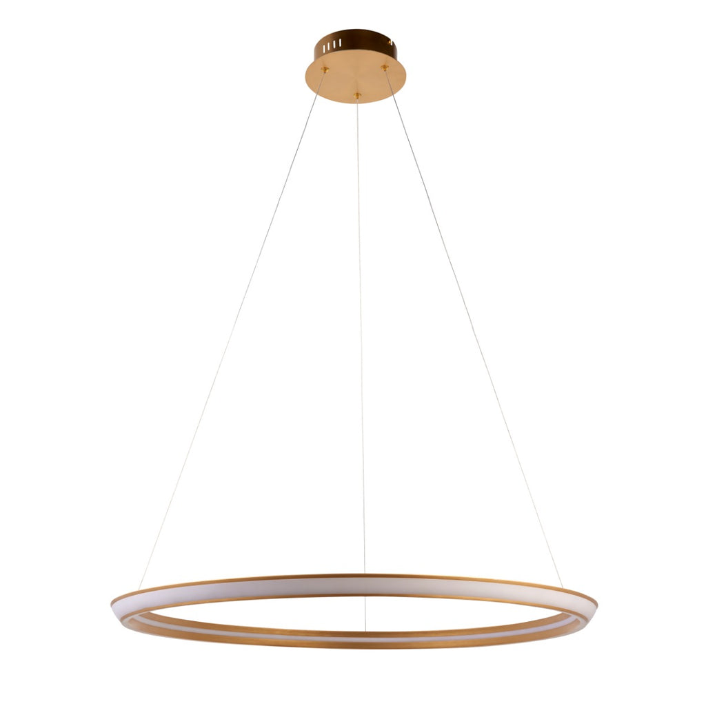 Novena Capela 1 Light Ring Pendant Light Satin Gold Paint White Silicone