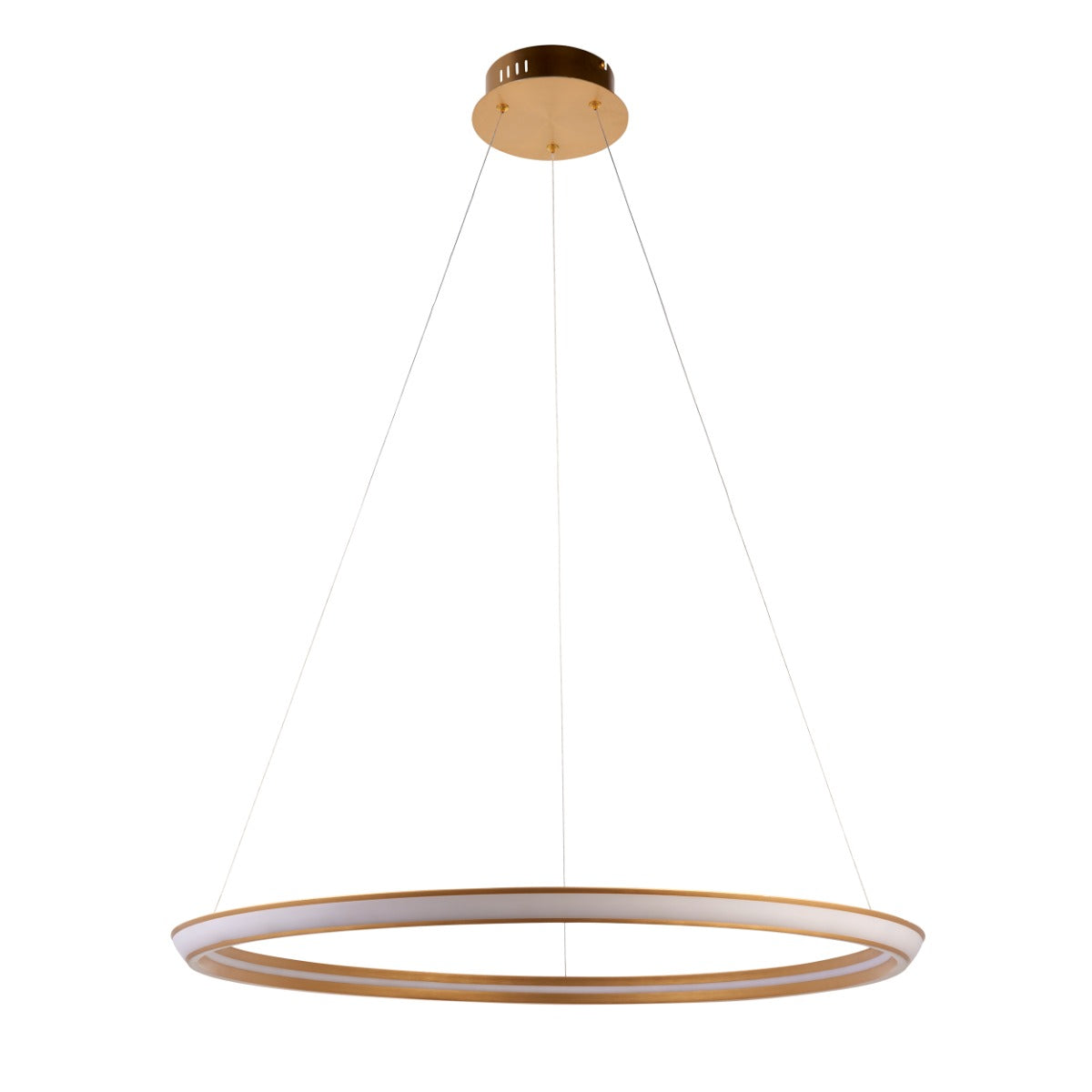 Novena Capela 1 Light Ring Pendant Light Satin Gold Paint White Silicone