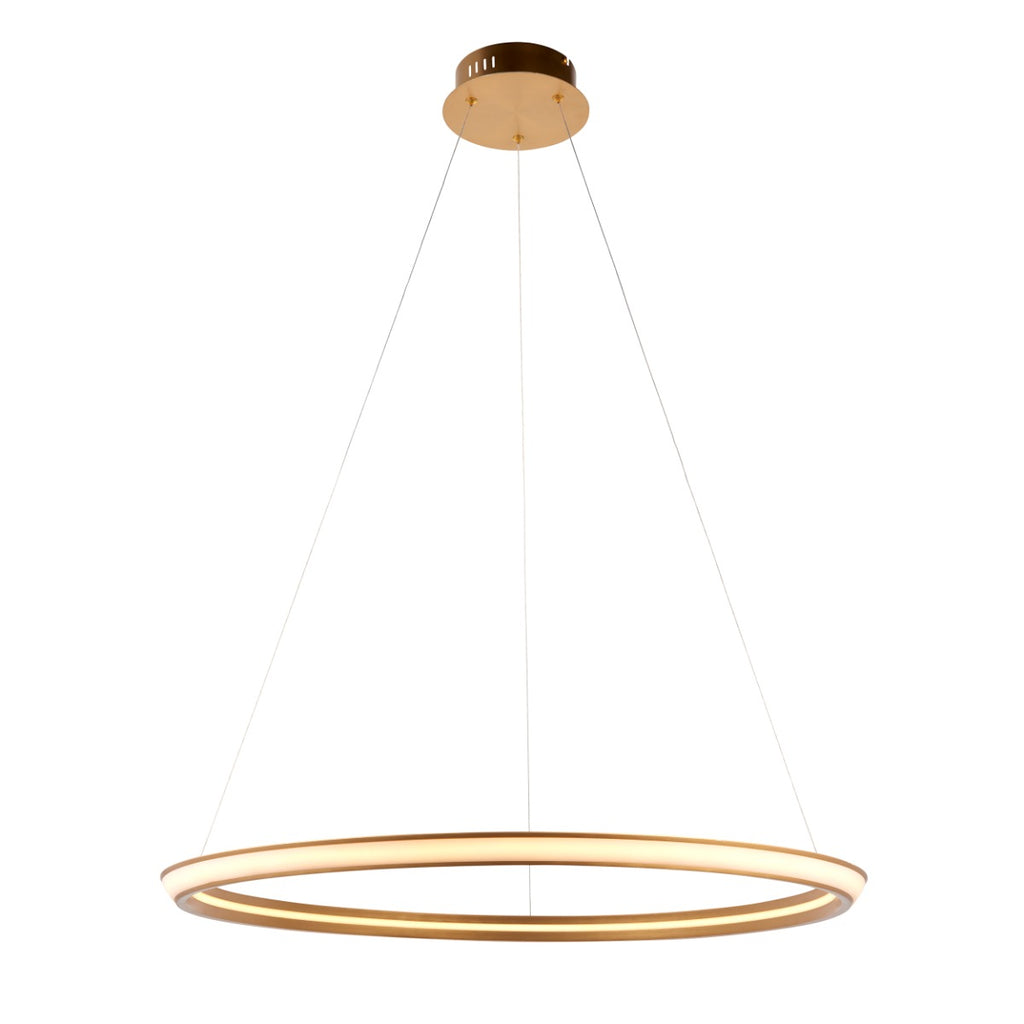 Novena Capela 1 Light Ring Pendant Light Satin Gold Paint White Silicone