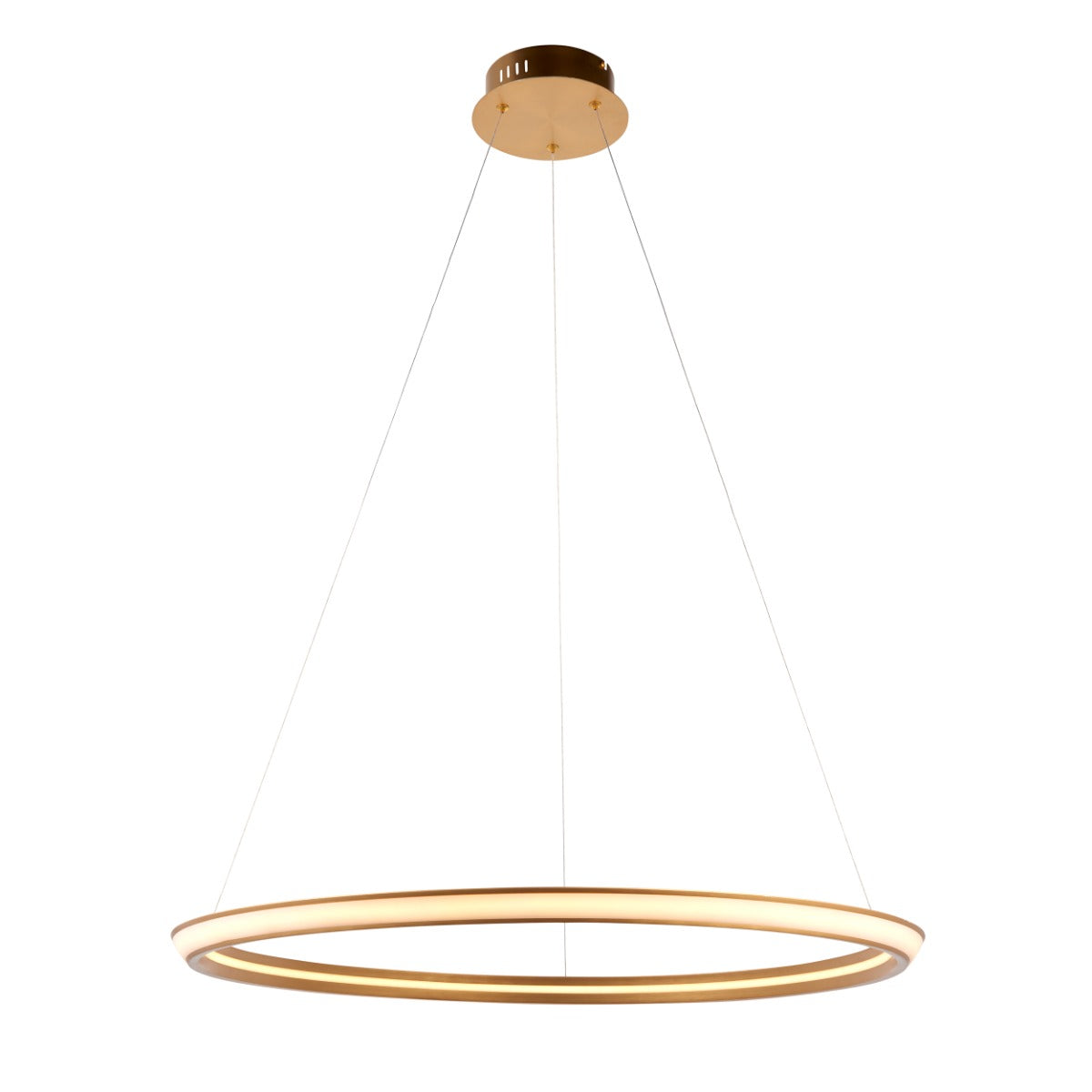 Novena Capela 1 Light Ring Pendant Light Satin Gold Paint White Silicone
