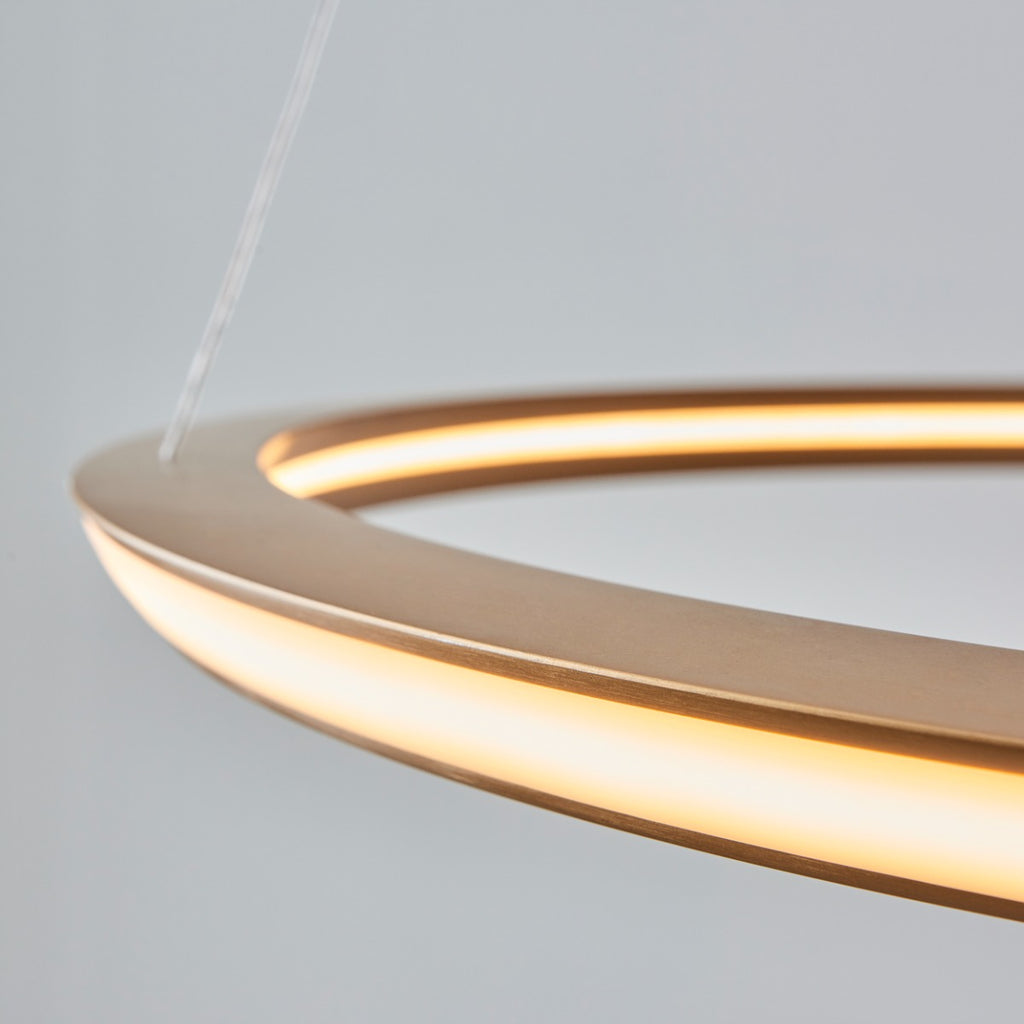 Novena Capela 1 Light Ring Pendant Light Satin Gold Paint White Silicone