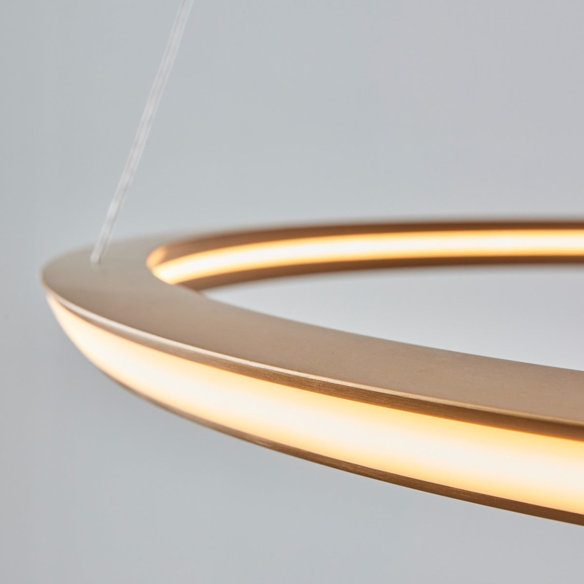 Novena Capela 1 Light Ring Pendant Light Satin Gold Paint White Silicone