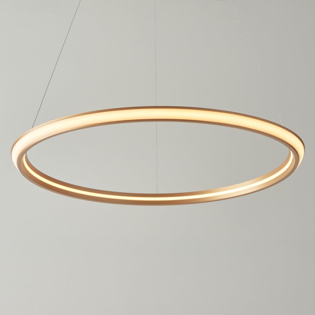 Novena Capela 1 Light Ring Pendant Light Satin Gold Paint White Silicone