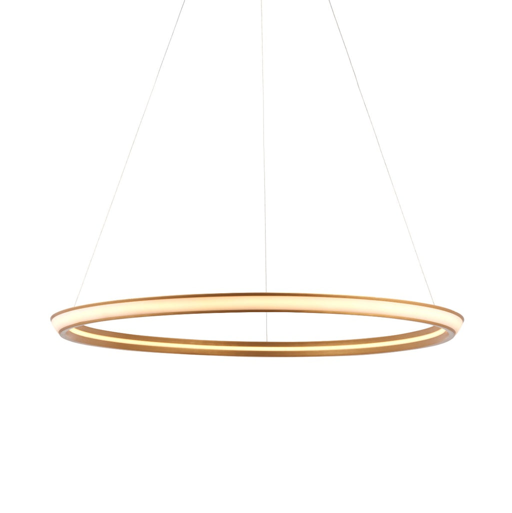 Novena Capela 1 Light Ring Pendant Light Satin Gold Paint White Silicone