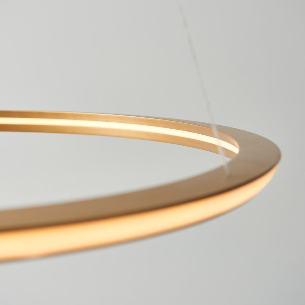 Novena Capela 1 Light Ring Pendant Light Satin Gold Paint White Silicone