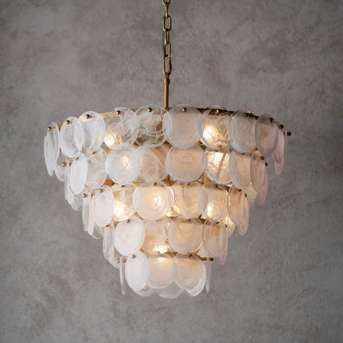 Novena Capinha 9 Light Pendant Light Antique Gold with White Clear Glass