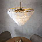 Novena Capinha 9 Light Pendant Light Antique Gold with White Clear Glass