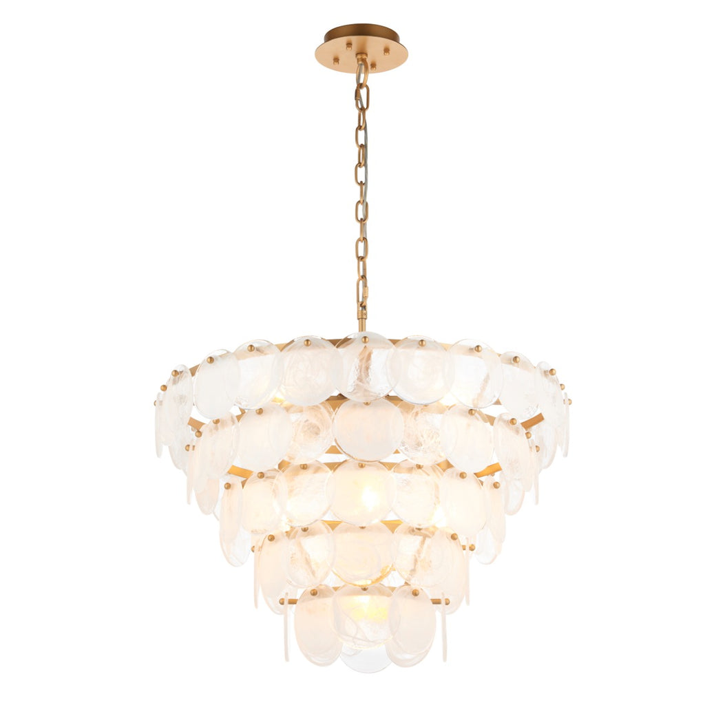 Novena Capinha 9 Light Pendant Light Antique Gold with White Clear Glass