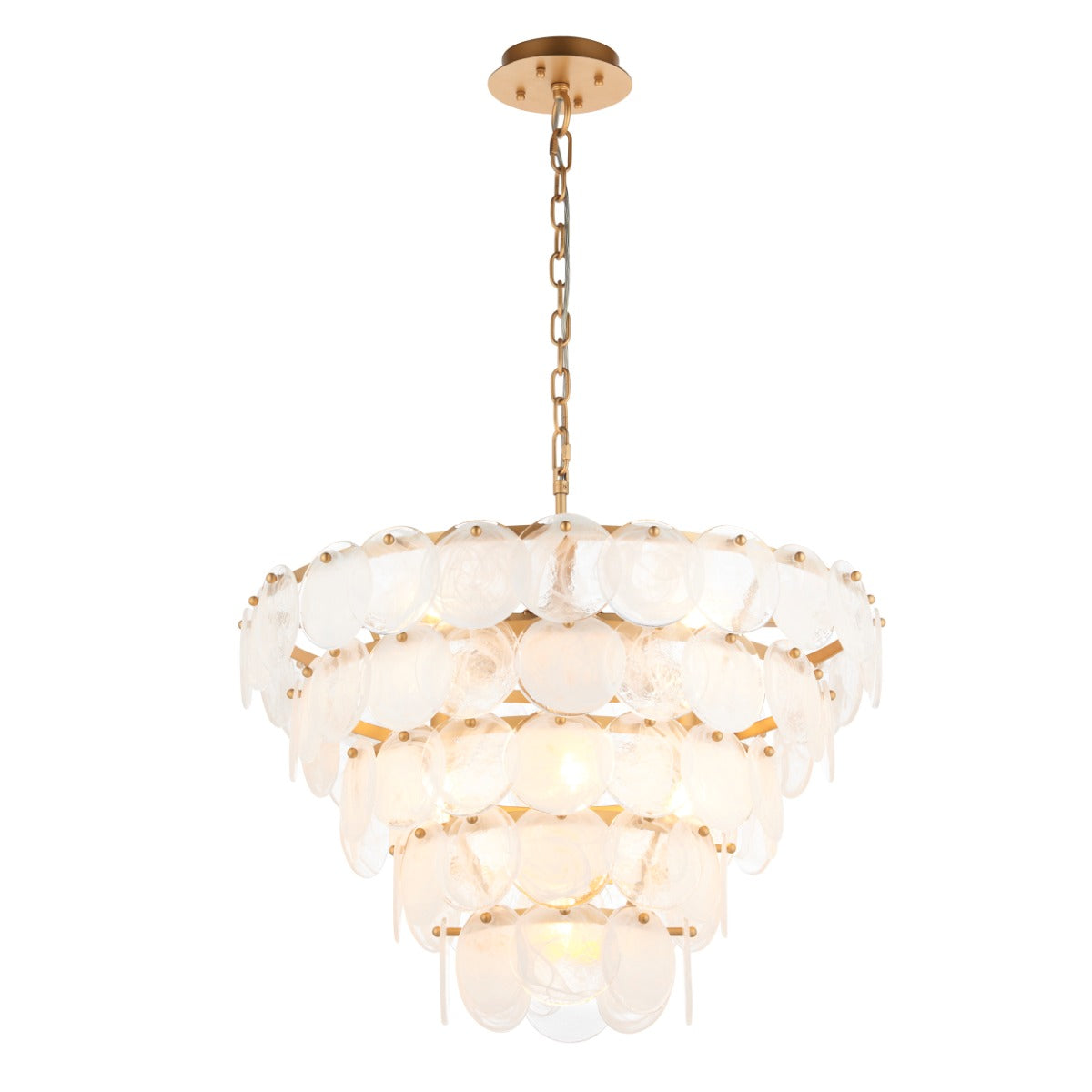 Novena Capinha 9 Light Pendant Light Antique Gold with White Clear Glass