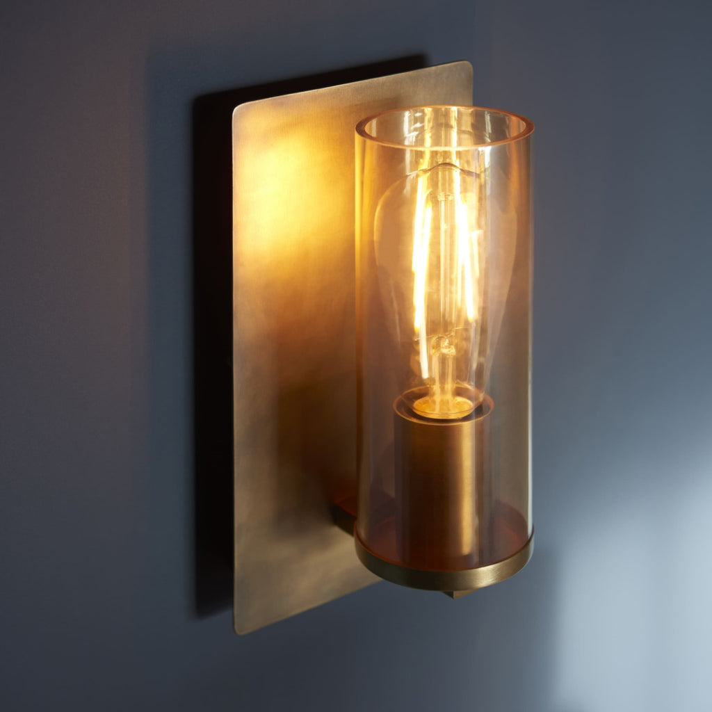 Novena Caroli 1 Light Wall Light Antique Brass Clear Glass