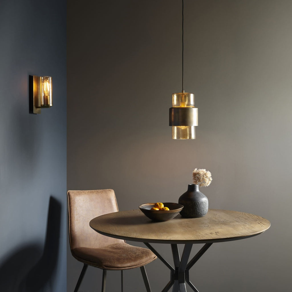 Novena Caroli 1 Light Wall Light Antique Brass Clear Glass
