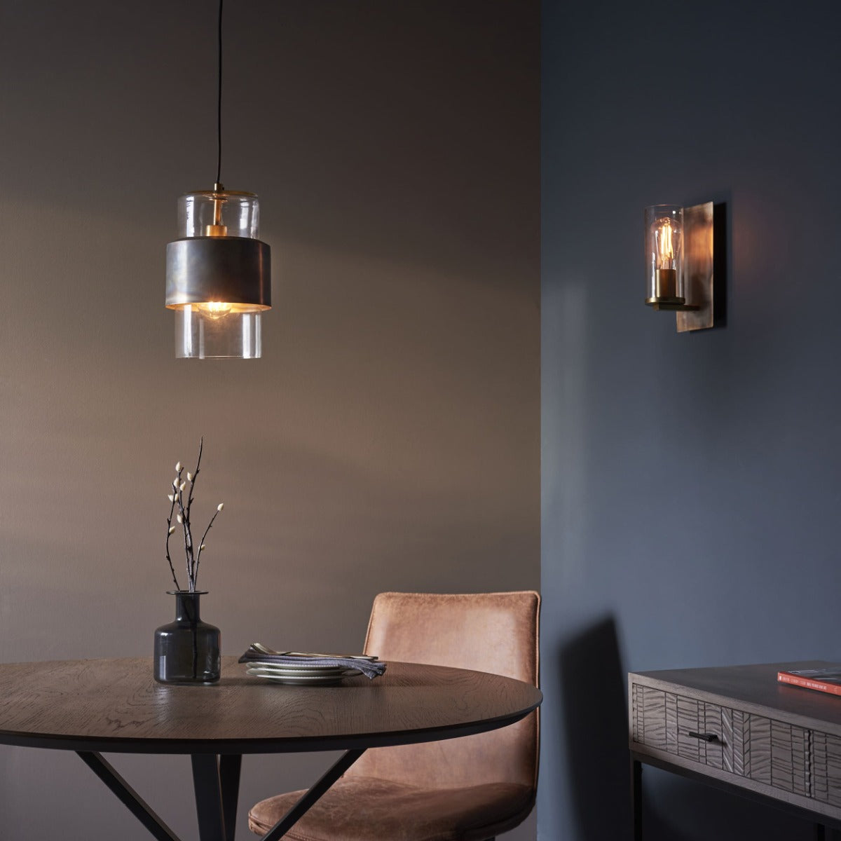 Novena Caroli 1 Light Wall Light Bronze Clear Glass