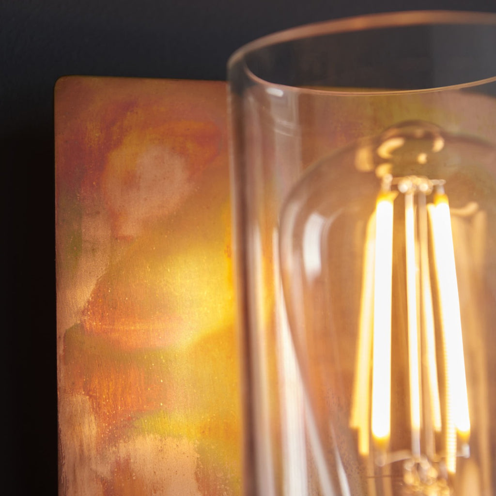 Novena Caroli 1 Light Wall Light Copper Clear Glass