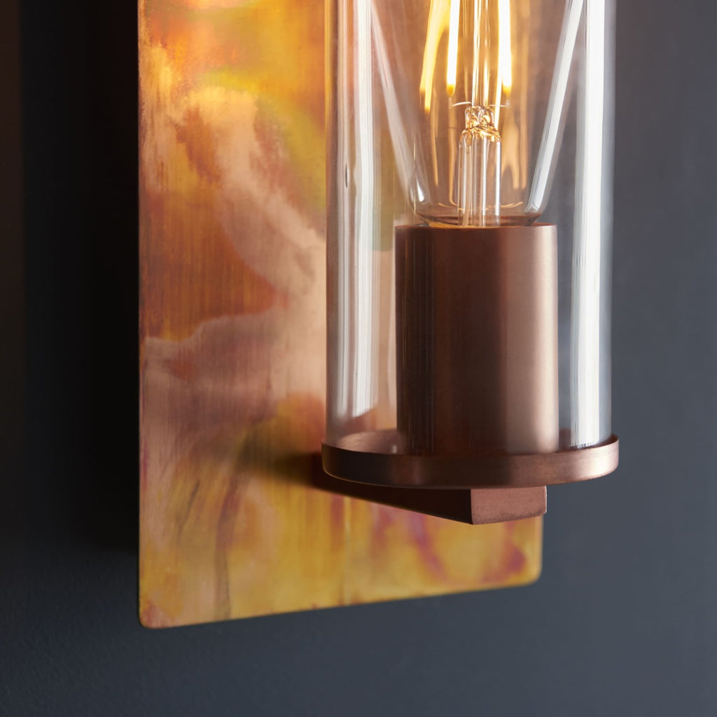 Novena Caroli 1 Light Wall Light Copper Clear Glass