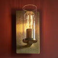 Novena Caroli 1 Light Wall Light Hammered Brass Clear Glass