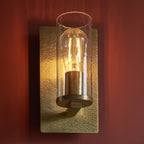Novena Caroli 1 Light Wall Light Hammered Brass Clear Glass