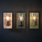 Novena Caroli 1 Light Wall Light Hammered Brass Clear Glass
