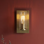 Novena Caroli 1 Light Wall Light Hammered Brass Clear Glass