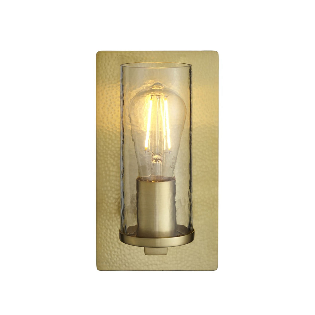 Novena Caroli 1 Light Wall Light Hammered Brass Clear Glass