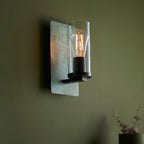 Novena Caroli 1 Light Wall Light Verdigris Bronze Clear Glass