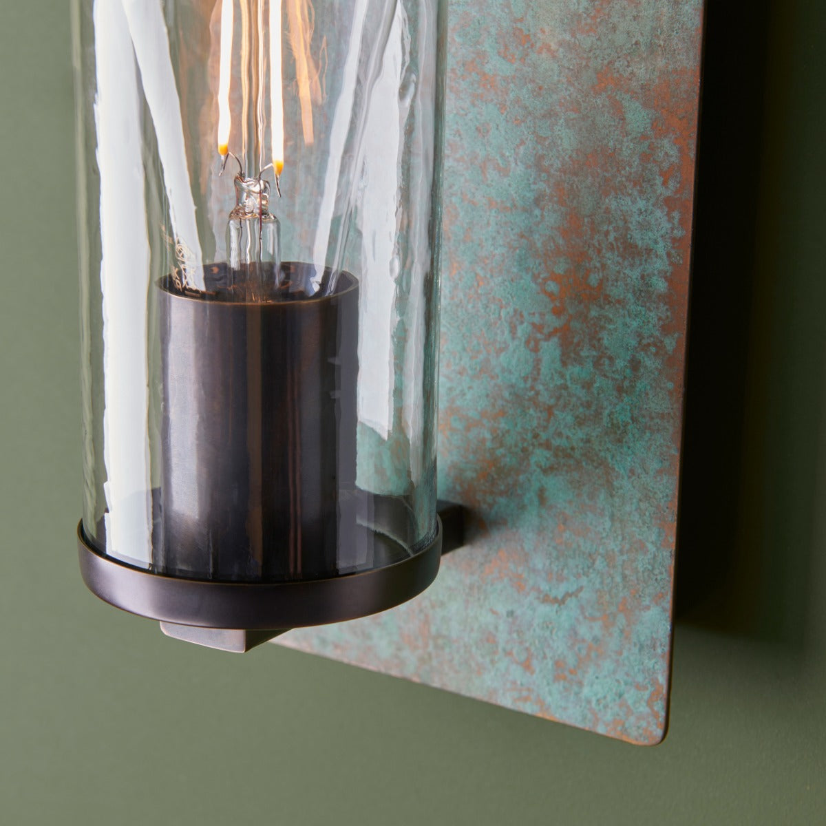 Novena Caroli 1 Light Wall Light Verdigris Bronze Clear Glass