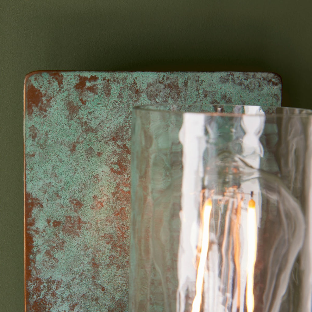 Novena Caroli 1 Light Wall Light Verdigris Bronze Clear Glass