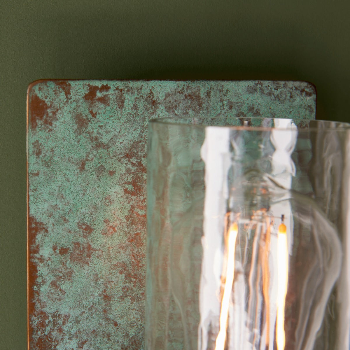 Novena Caroli 1 Light Wall Light Verdigris Bronze Clear Glass