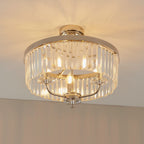 Novena Caroli 3 Light Semi Flush Ceiling Light Clear Cut Glass in Bright Nickel Plate