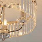Novena Caroli 3 Light Semi Flush Ceiling Light Clear Cut Glass in Bright Nickel Plate