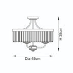 Novena Caroli 3 Light Semi Flush Ceiling Light Clear Cut Glass in Bright Nickel Plate