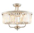 Novena Caroli 3 Light Semi Flush Ceiling Light Clear Cut Glass in Bright Nickel Plate