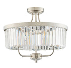 Novena Caroli 3 Light Semi Flush Ceiling Light Clear Cut Glass in Bright Nickel Plate