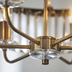 Novena Caroli 6 Light Pendant Light Clear Cut Glass Antique Brass Plate